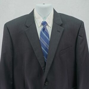 Joseph & Feiss Gray Wool Twill 2 Button Suit Jacket 48R Portly Tagged 46S